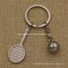 Hot Sale Fashion Metal Tennis Ball Keychain pour Souvenir